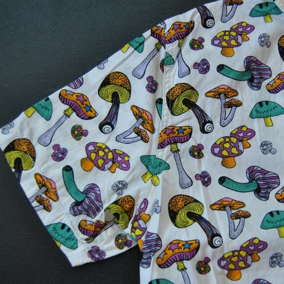 Trippy Mushroom ALAB Full Button Up Shirt Small - Picture 4 of 6